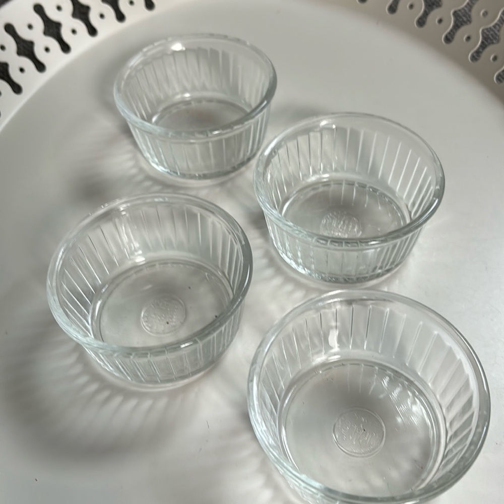 Set of 4 Duralex Oven Chef Glass Ramekins for Crème Brulee Desserts 10cm 3.25in